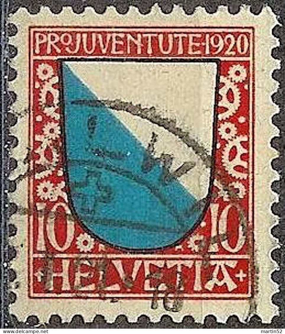 Schweiz Suisse Pro Juventute 1920: Kantonswappen Zürich Zu WI 16 Mi 154 Yv 177 Mit ⊙ THALWIL ?.I.21 (Zu CHF 25.00) - Used Stamps