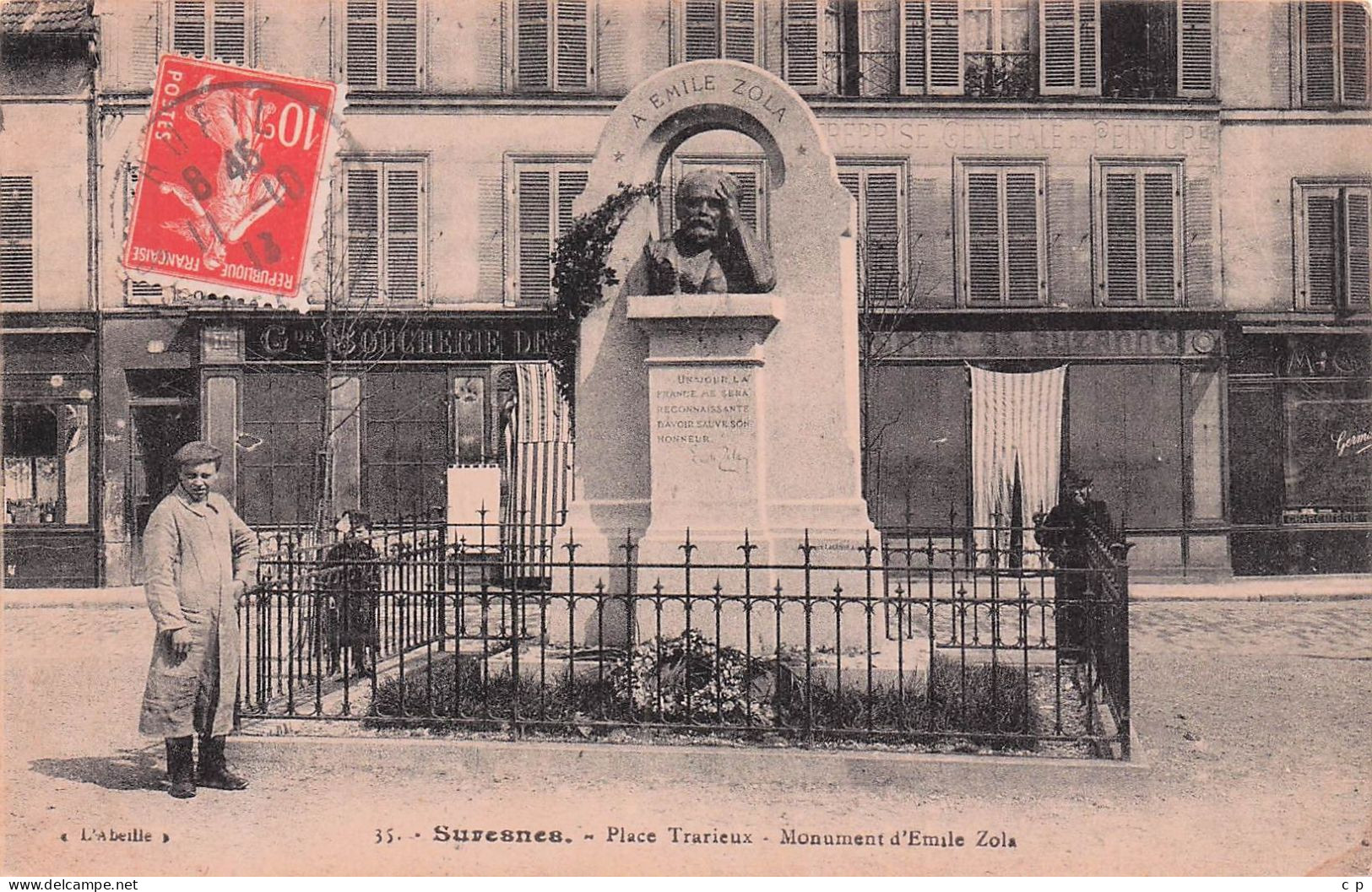 Suresnes  - Place Trarieux - Monument D'Emile Zola  -  CPA °J - Suresnes