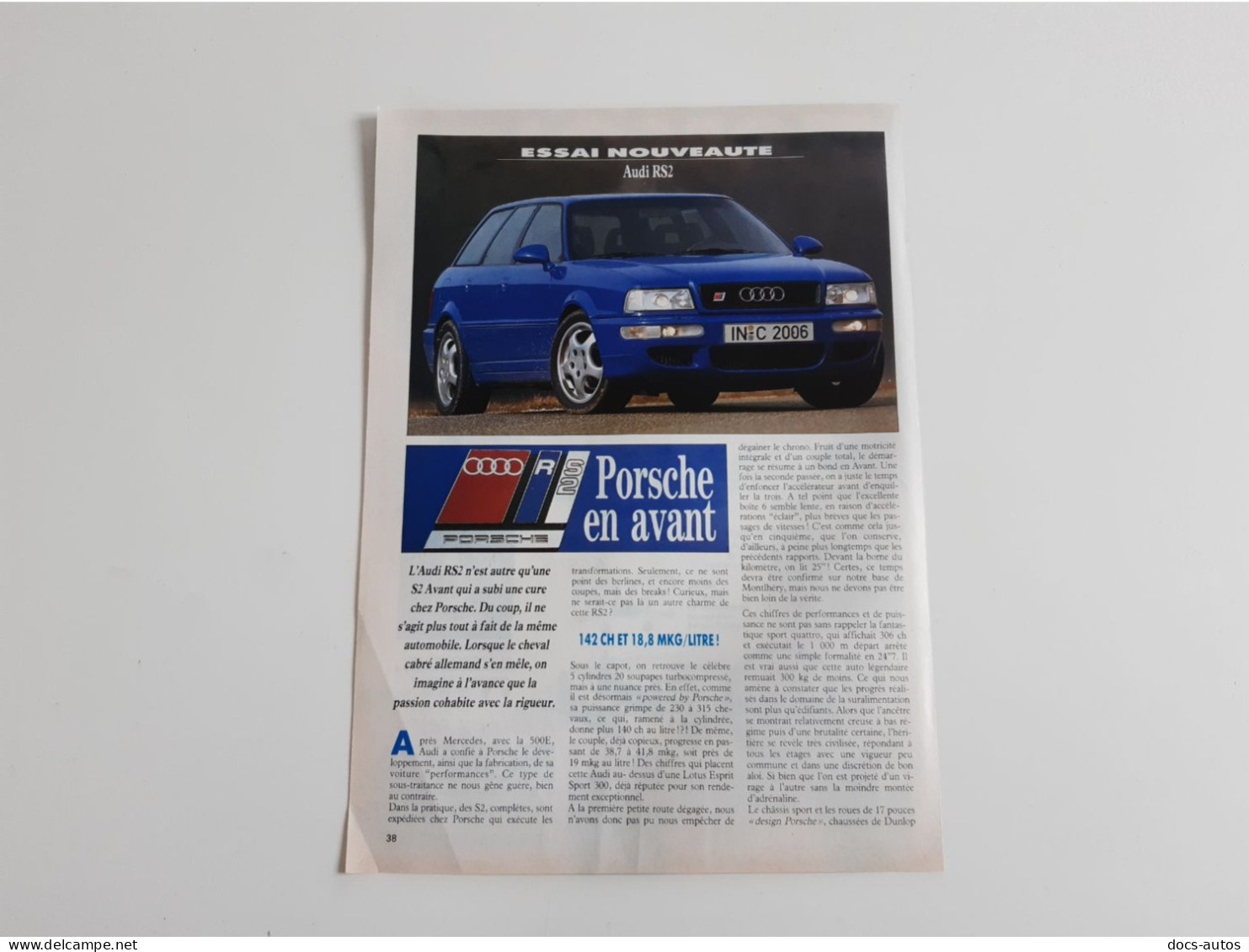 Coupure De Presse Automobile Audi RS2 - Voitures