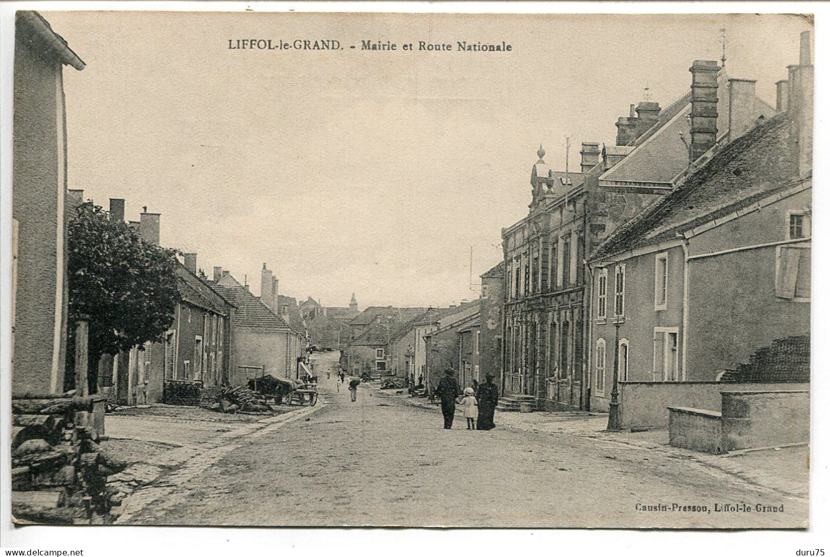 CPA Ecrite En 1916 * LIFFOL Le GRAND Mairie Et Route Nationale ( Petite Animation ) Causin Presson Editeur - Liffol Le Grand