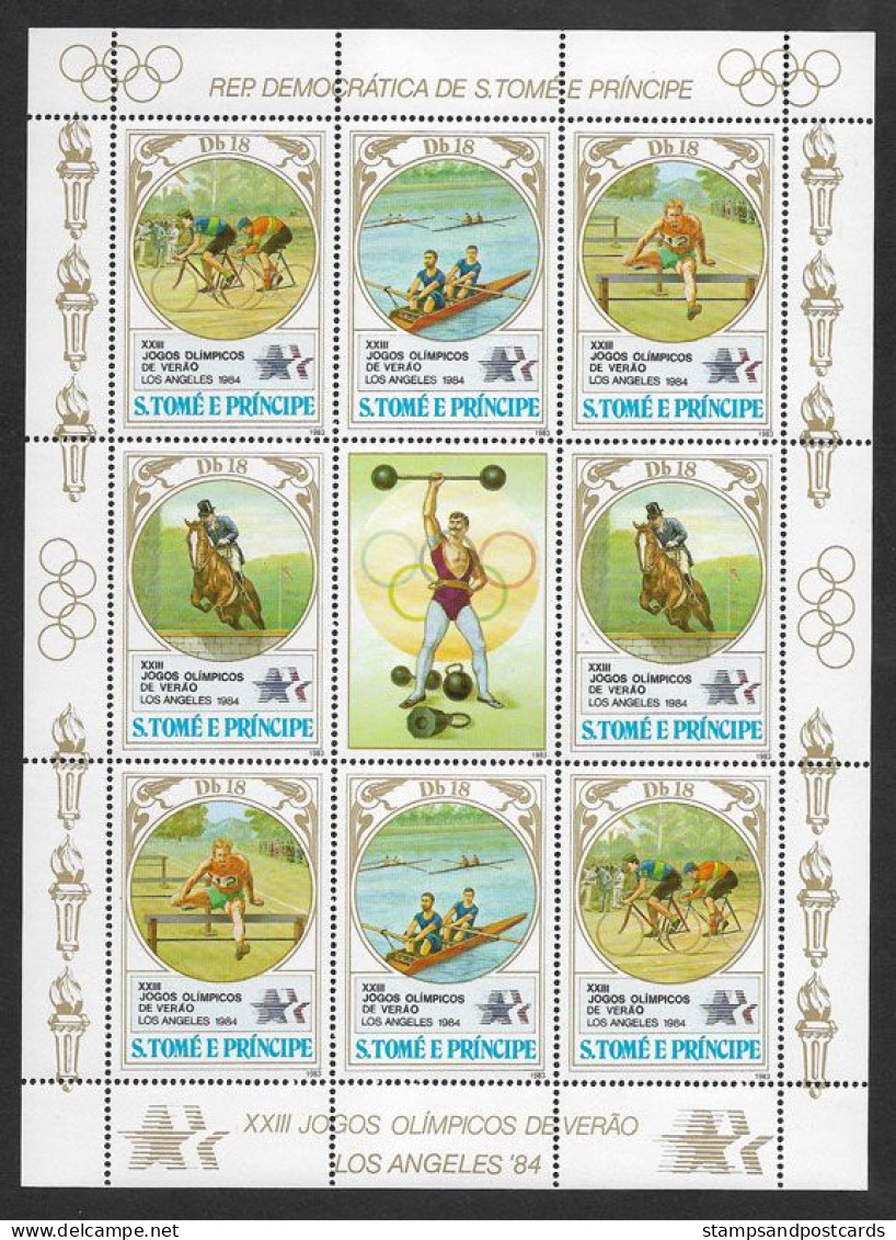 Sao Tome Et Principe Feuillet 1983 Aviron Cyclisme Équitation  ** St Thomas & Prince Sheetl. Rowing Cycling Horse Riding - Roeisport
