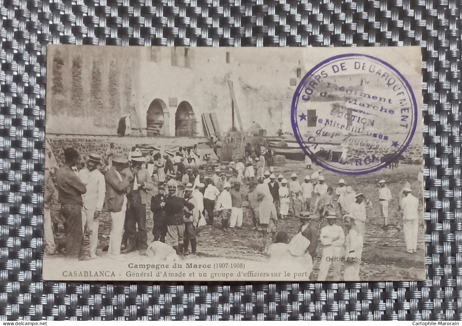 *A16*- Cp08 - CASABLANCA : Général D'Amade Et Un Groupe D'officiers Sur Le Port - RARE CLICHÉ - - Casablanca