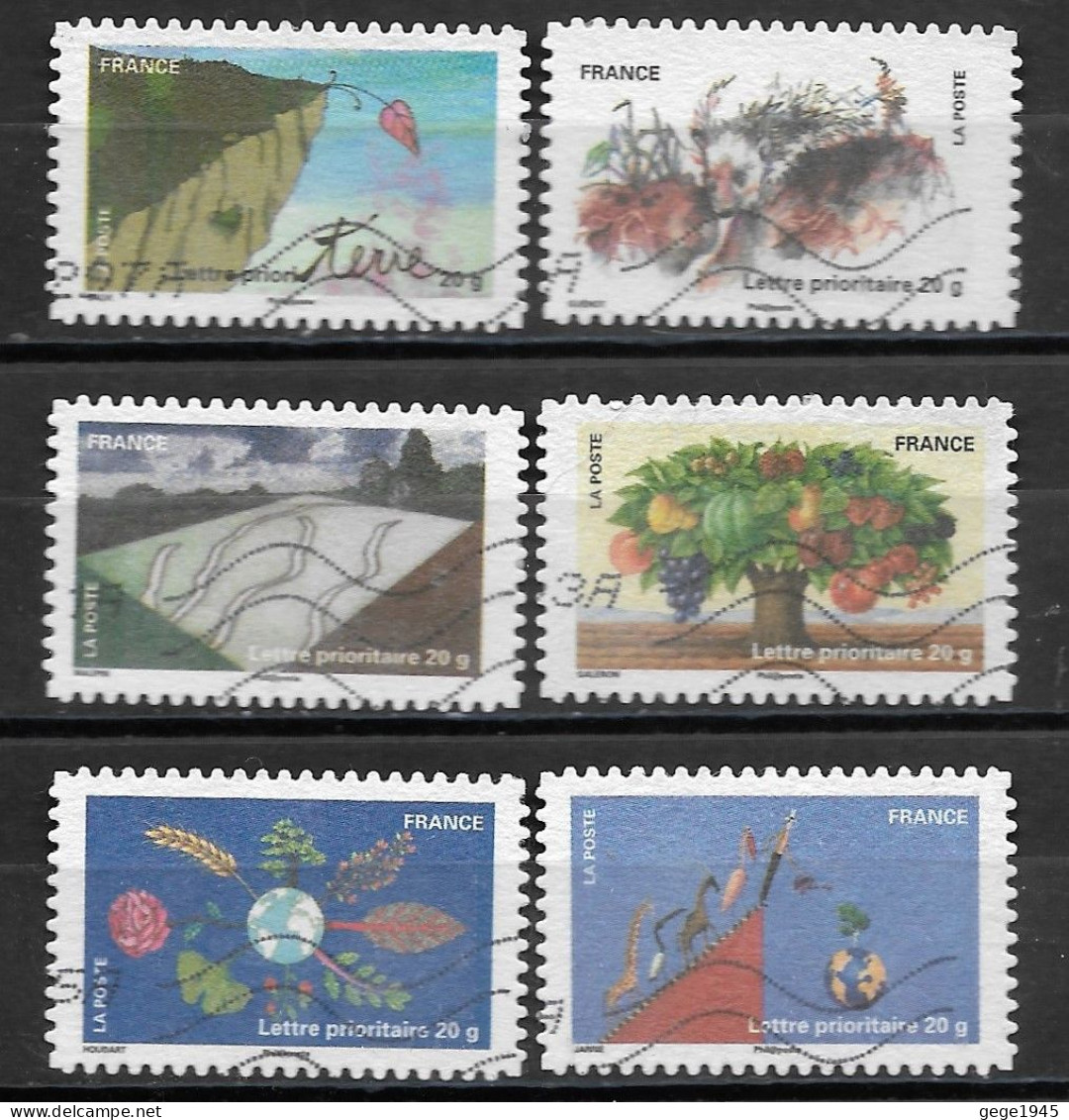 France  2011  Obitéré  Autoadhésif  N° 527 - 528 - 529 - 530 - 534 - 537   -   Fête Du Timbre  "  Fête De Le Terre  " - Used Stamps