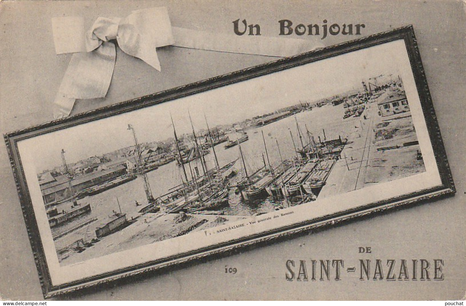 SO 5-(44) UN BONJOUR DE SAINT NAZAIRE - CARTE FANTAISIE TABLEAU : VUE GENERALE DES BASSINS- 2 SCANS - Saint Nazaire