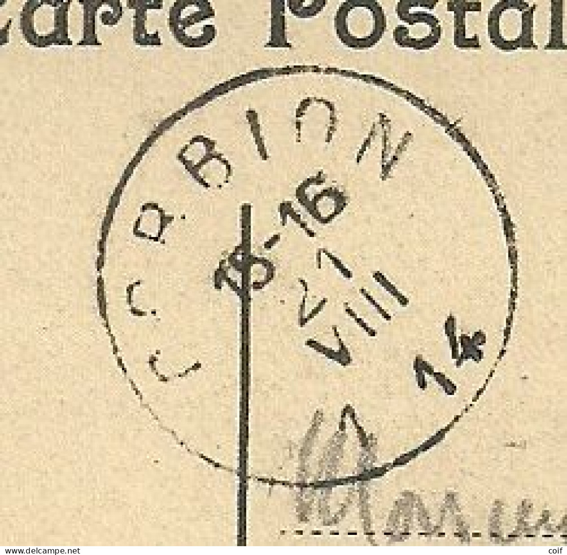 Kaart Stempel CORBION Op 21/08/1914 (Offensief W.O.I) - Niet-bezet Gebied