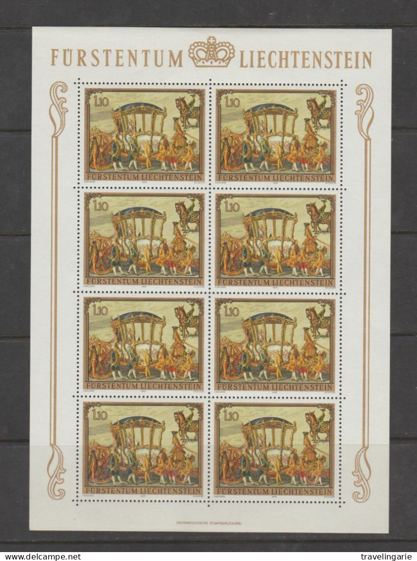 Liechtenstein 1978 Paintings - Horses And Carriage Full Sheets ** MNH - Caballos