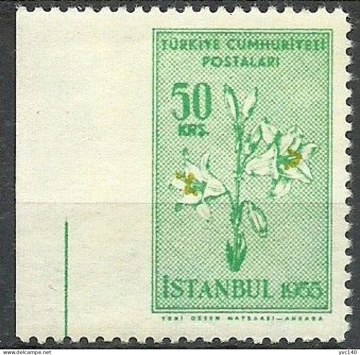 Turkey; 1955 Istanbul Spring And Flower Festivity 50 K. ERROR "Imperf. Edge" - Neufs