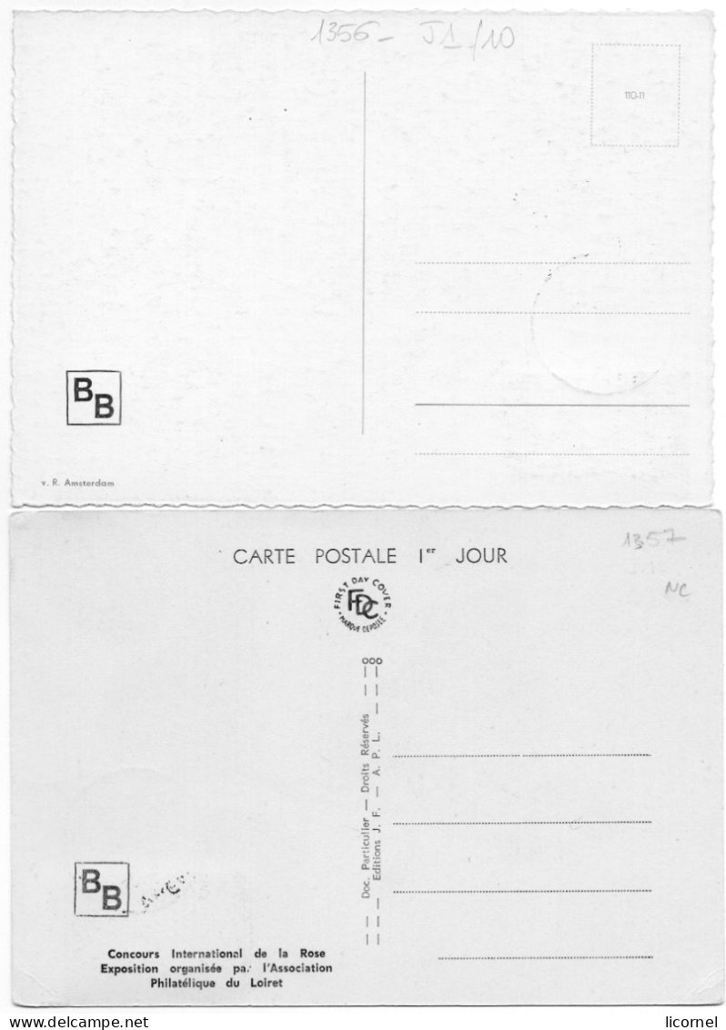 Cartes Maxi 1962 Premier Jour: ROSES DE FRANCE (lot De 2 Cartes) - 1960-1969