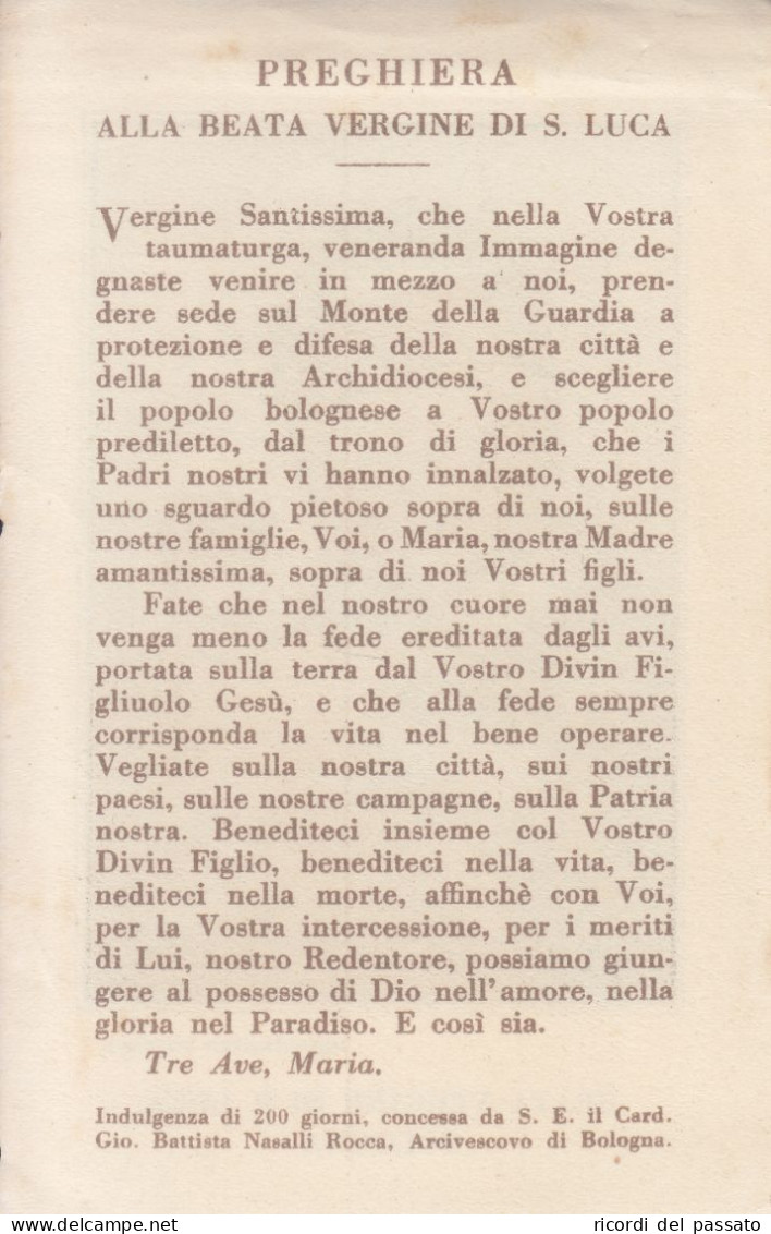 Santino Beata Vergine Di S.luca - Bologna - Imágenes Religiosas