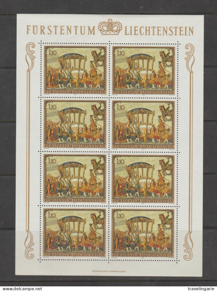 Liechtenstein 1978 Paintings - Horses And Carriage Full Sheets ** MNH - Nuovi