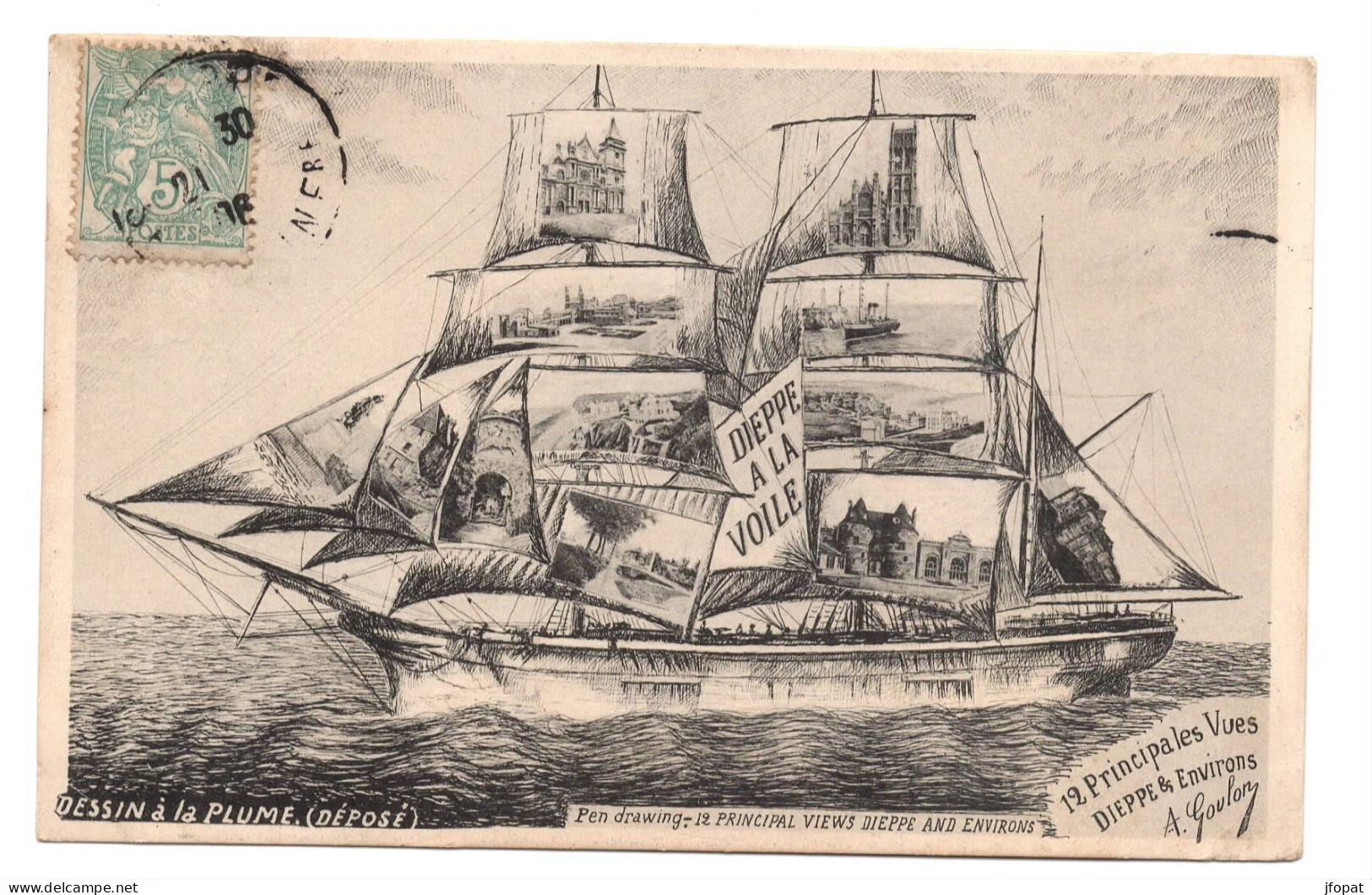 76 SEINE MARITIME - DIEPPE à La Voile, Dessin à La Plume - Dieppe