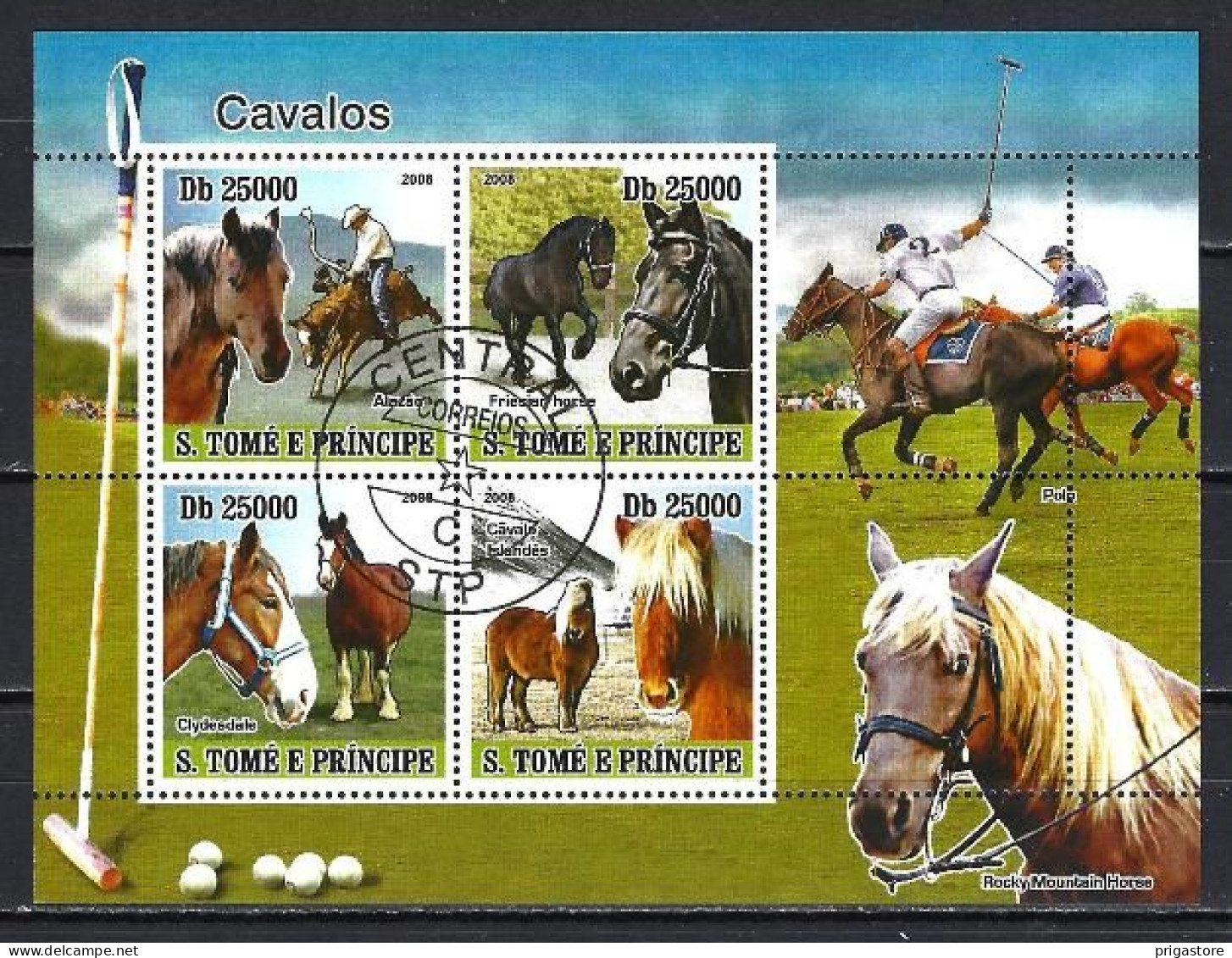 Chevaux Saint Thomas Et Prince 2008 (53) Yvert N° 2816 à 2819 Oblitéré Used - Horses