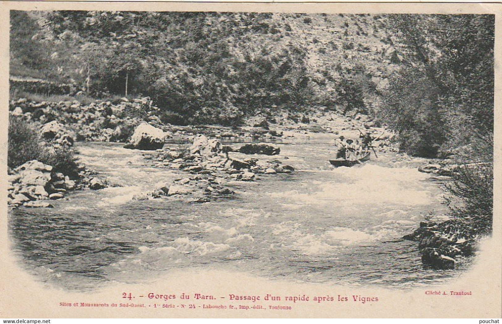 SO 11-(48) GORGES DU TARN  - PASSAGE D' UN RAPIDE APRES LES VIGNES - BARQUE  - 2 SCANS - Gorges Du Tarn