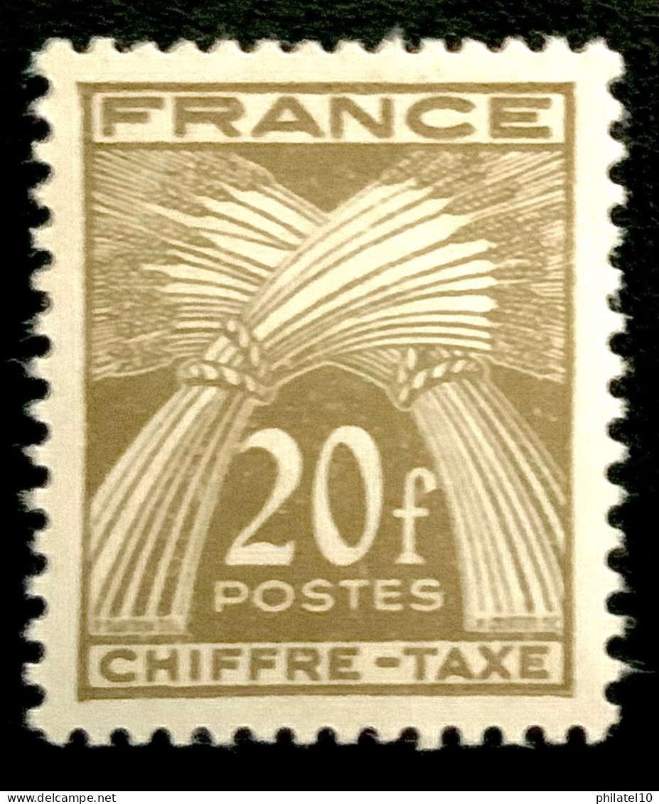 1946 FRANCE N 77 CHIFFRE TAXE 20f TYPE GERBE DE BLÉ - NEUF** - 1859-1959 Mint/hinged