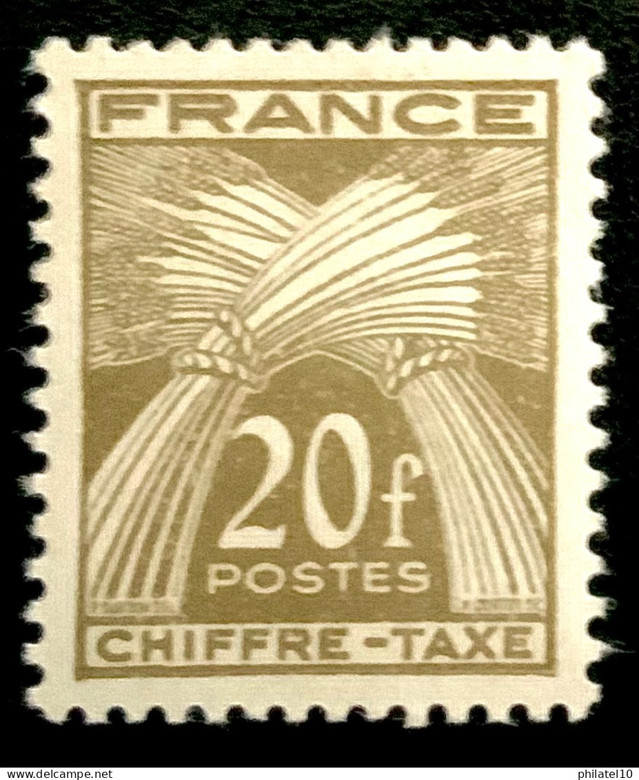 1946 FRANCE N 77 CHIFFRE TAXE 20f TYPE GERBE DE BLÉ - NEUF** - 1859-1959.. Ungebraucht