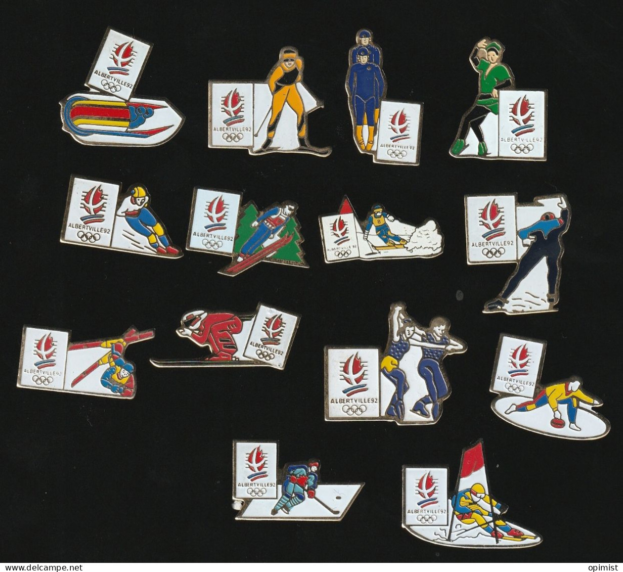 77700-lot De 14 Pin's.Jeux Olympiques Albertville.ski.sport D Hiver. - Jeux Olympiques