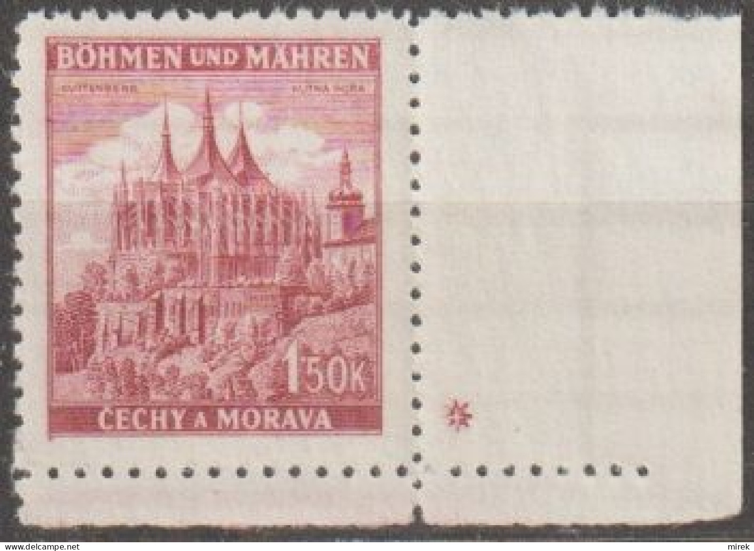 075/ Pof. 58, Violet Carmine; Corner Stamp, Plate Mark + - Ungebraucht