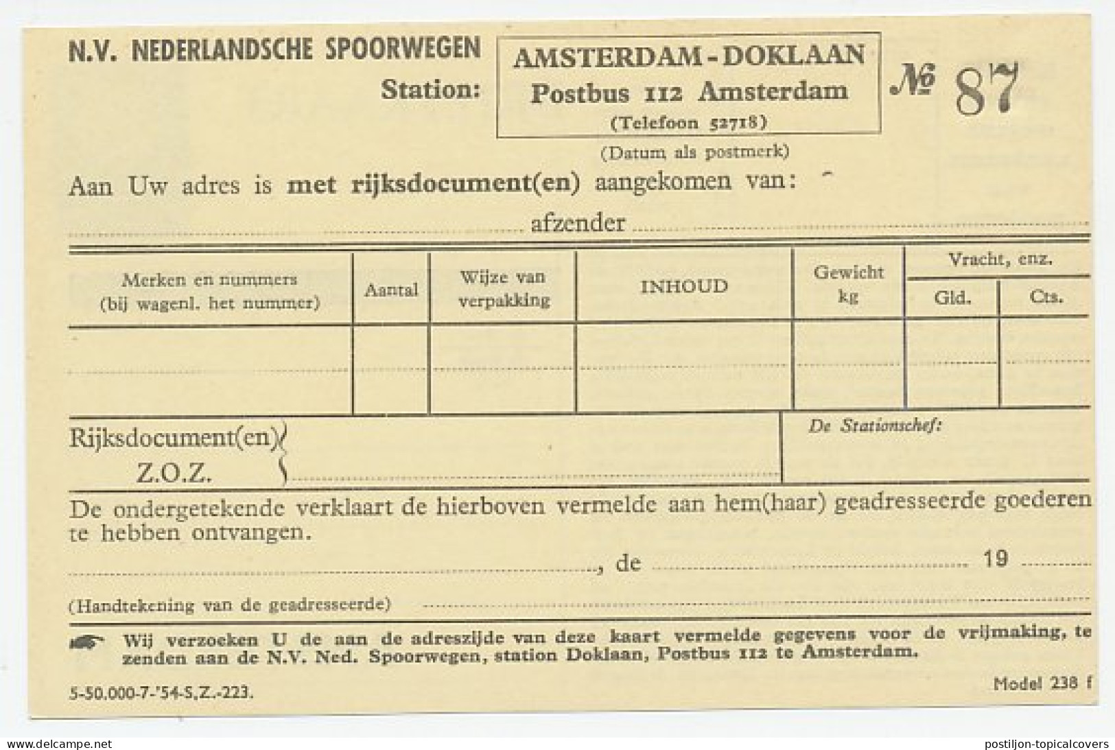 Spoorwegbriefkaart G. NS313 F - Ganzsachen