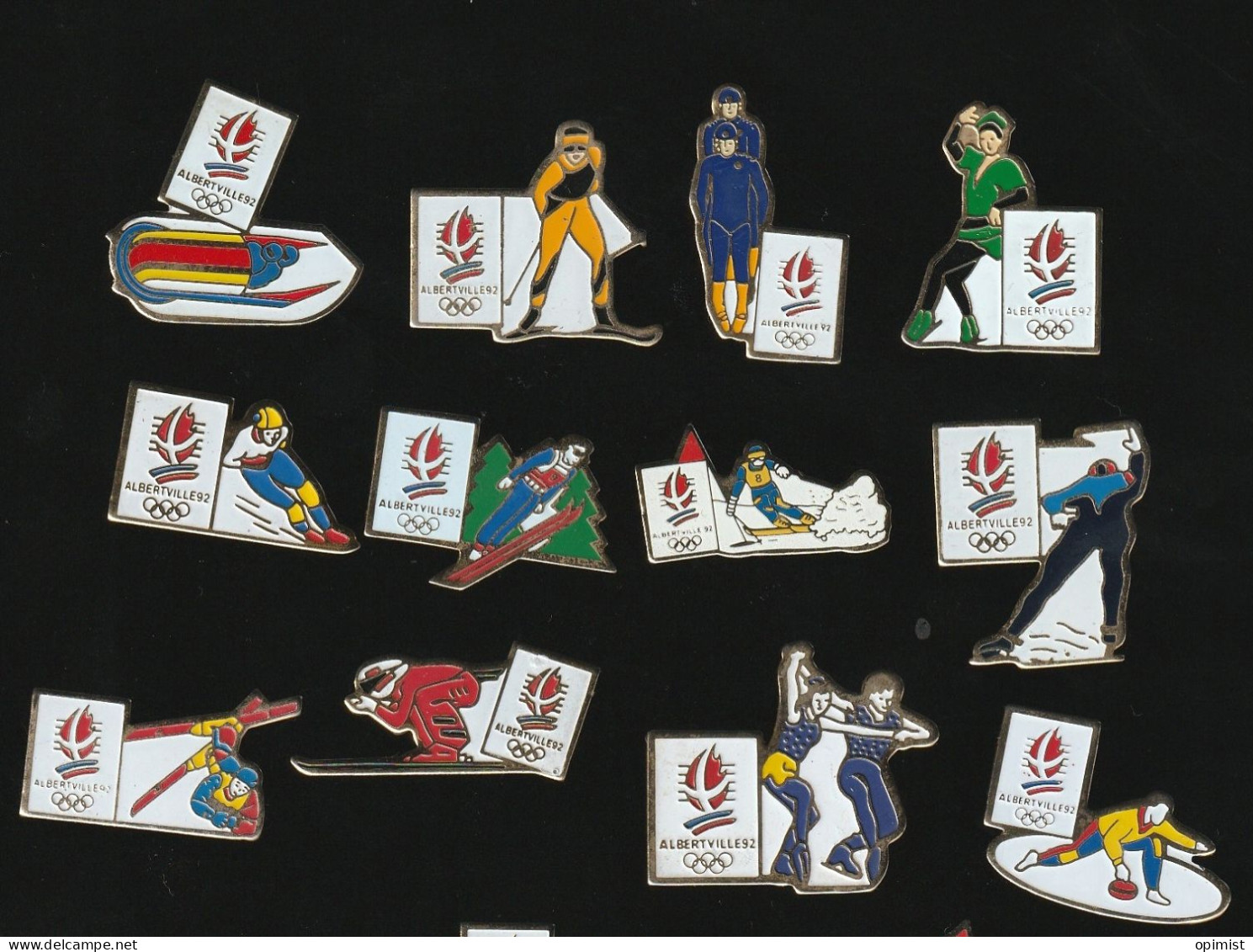 77701-lot De 12 Pin's.Jeux Olympiques Albertville.ski.sport D Hiver. - Jeux Olympiques