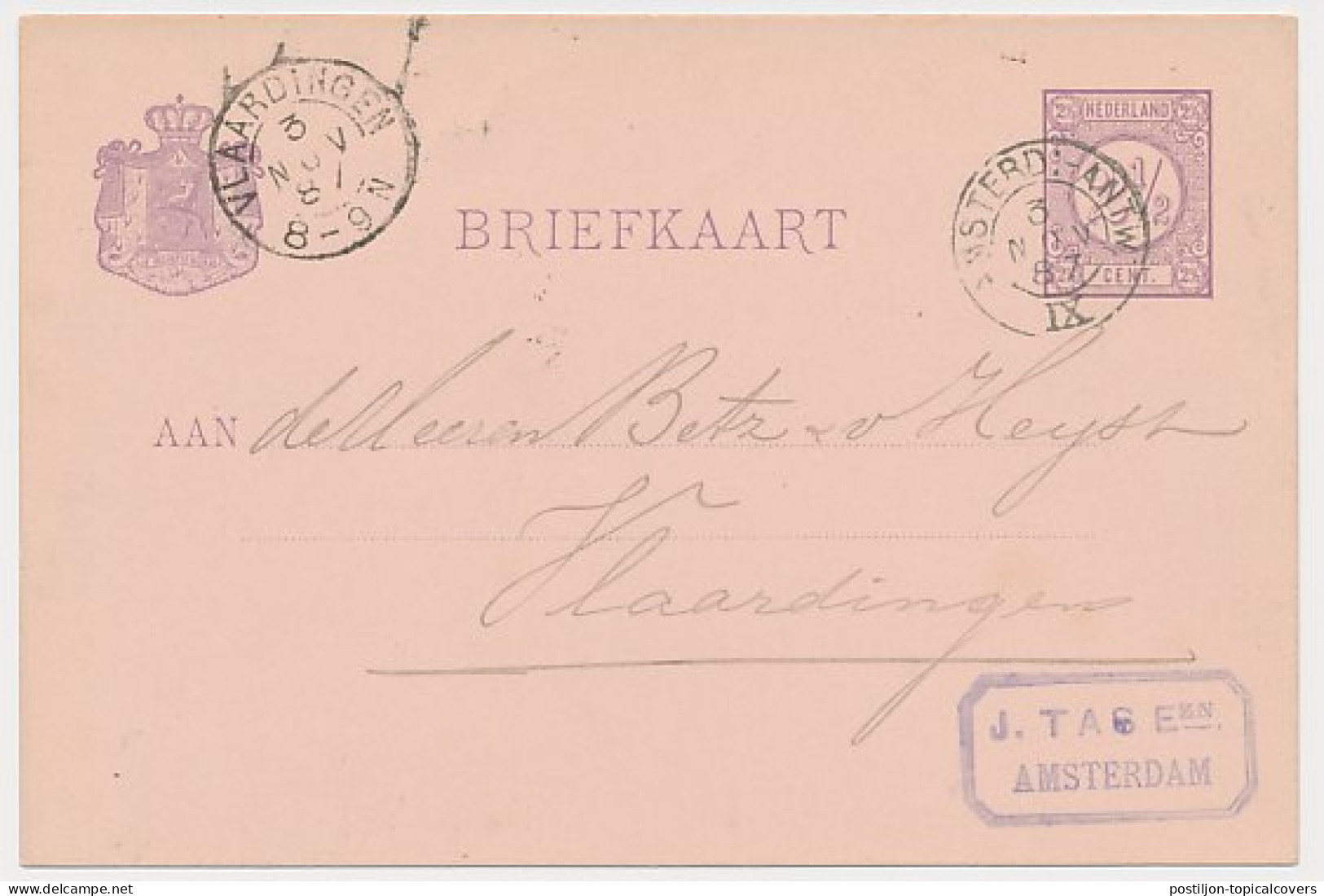 Trein Kleinrondstempel Amsterdam - Antwerpen IX 1887 - Covers & Documents