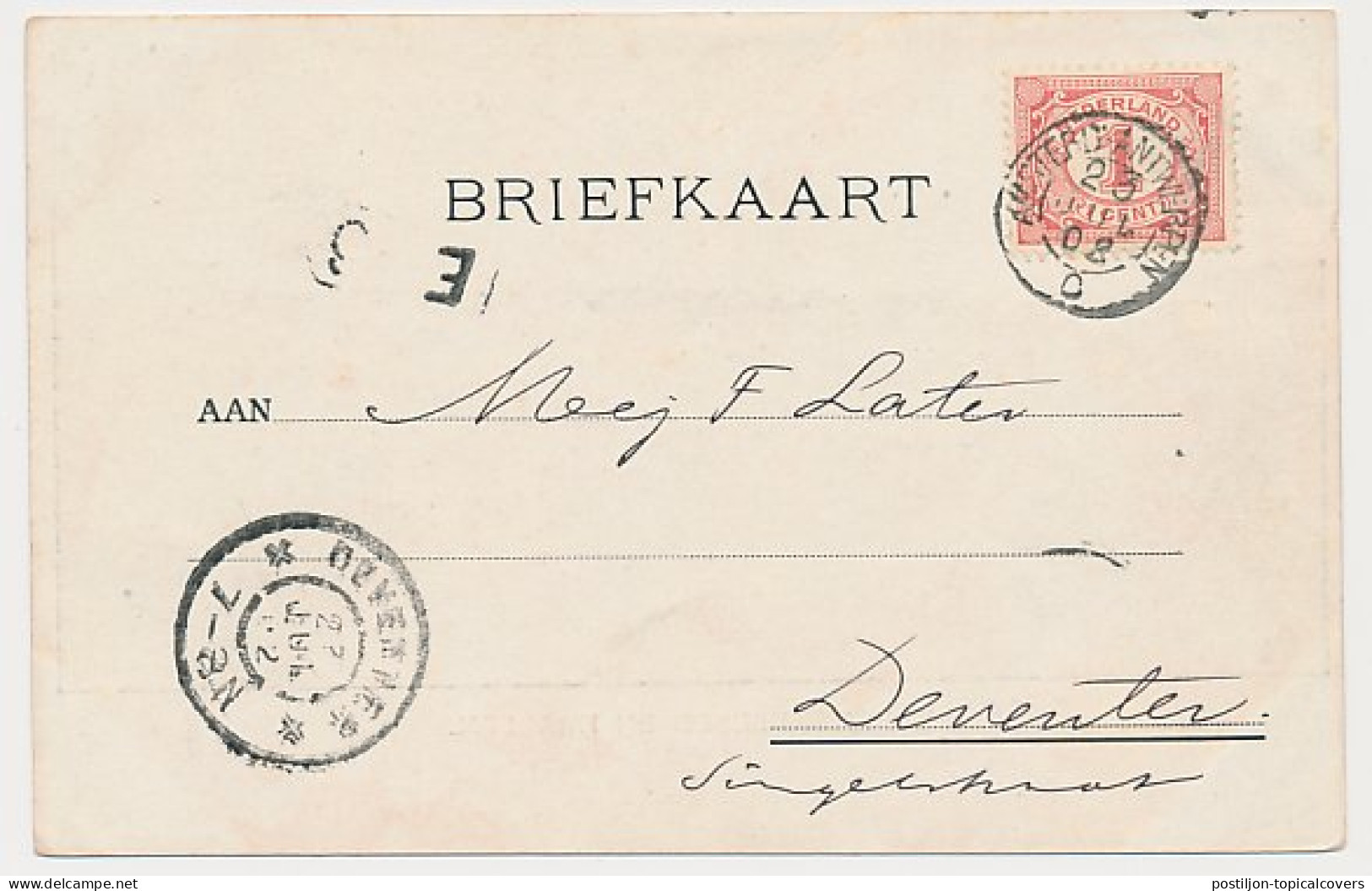 Trein Kleinrondstempel Amsterdam - Antwerpen C 1902 - Brieven En Documenten