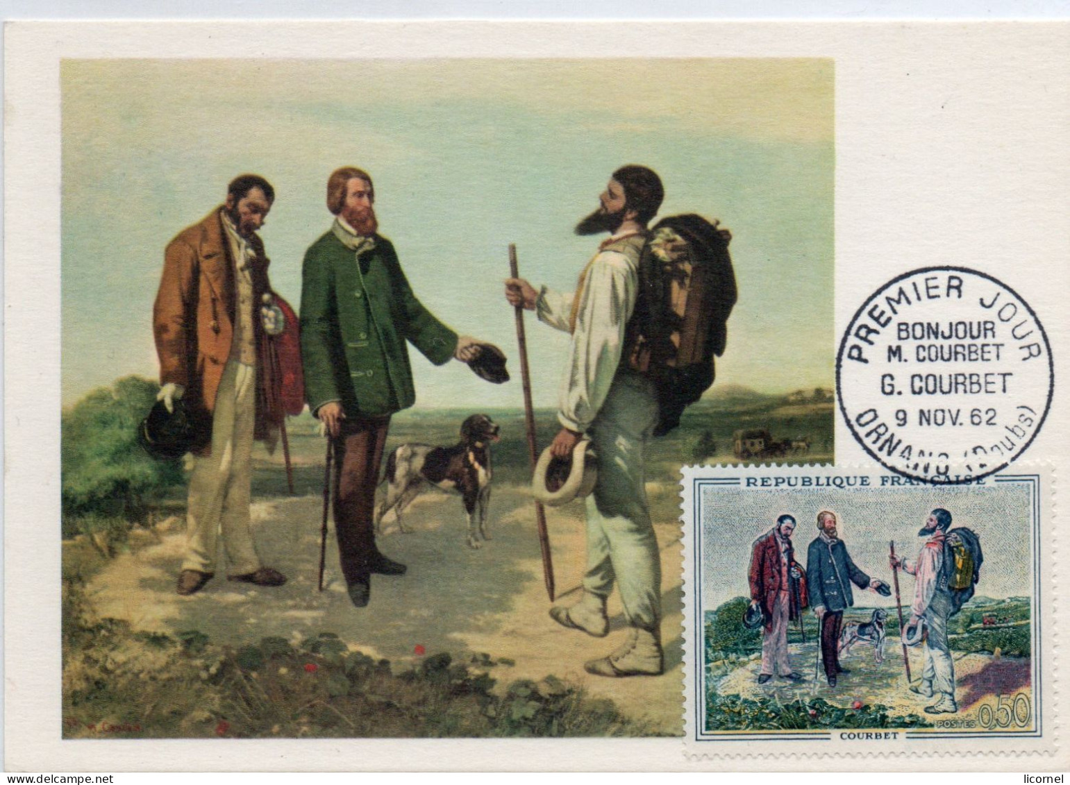 Carte Maxi 1962 Premier Jour: COURBET La Rencontre - 1960-1969