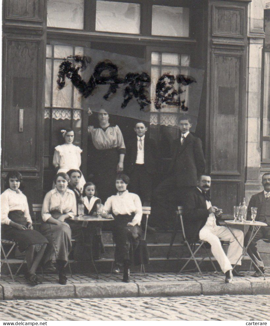 PHOTO ANCIENNE,14,CALVADOS,CAEN,1908,RUE NEUVE SAINT JEAN,COMMERCE,CAFE,BAR,RARE - Plaatsen