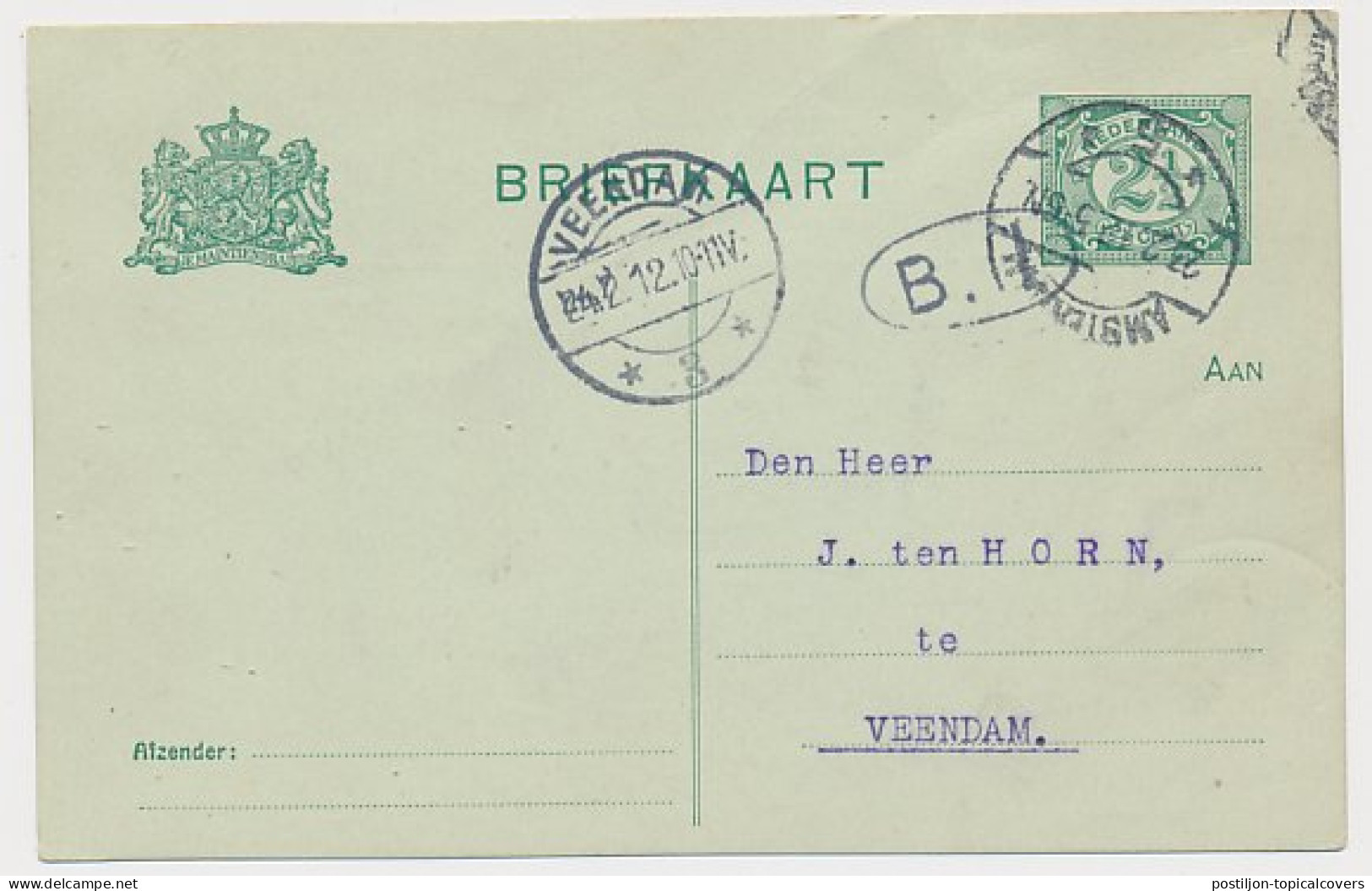 Briefkaart G. 80 A I Particulier Bedrukt Amsterdam 1912 - Ganzsachen