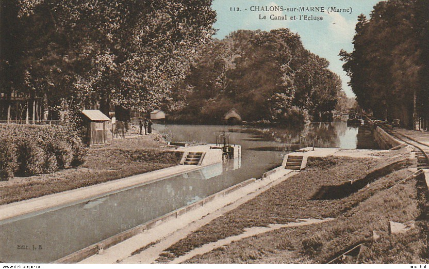 SO 15-(51) CHALONS SUR MARNE - LE CANAL ET L' ECLUSE - CARTE COLORISEE - 2 SCANS - Châlons-sur-Marne