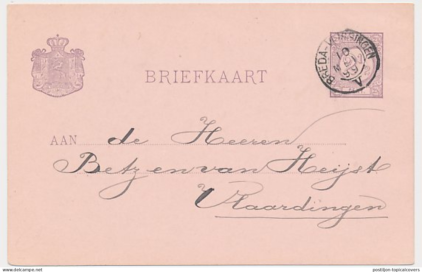 Goes - Trein Kleinrondstempel Breda - Vlissingen V 1899 - Briefe U. Dokumente