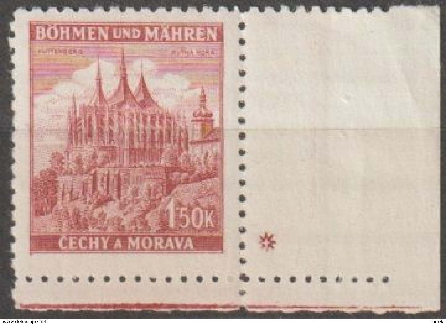 076/ Pof. 58, Brown Red; Corner Stamp, Plate Mark + - Neufs