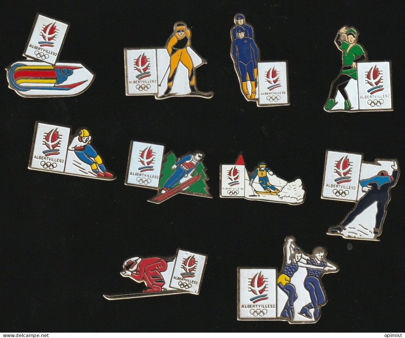 77702-lot De 10 Pin's.Jeux Olympiques Albertville.ski.sport D Hiver. - Jeux Olympiques