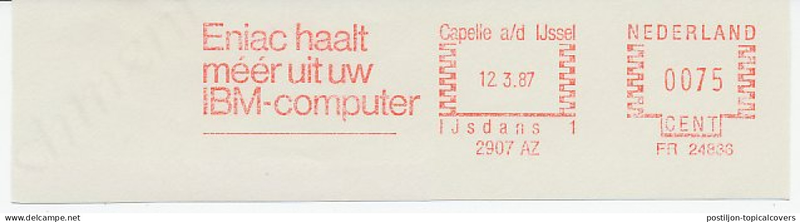 Meter Cut Netherlands 1987 Computer - IBM - Eniac - Computers
