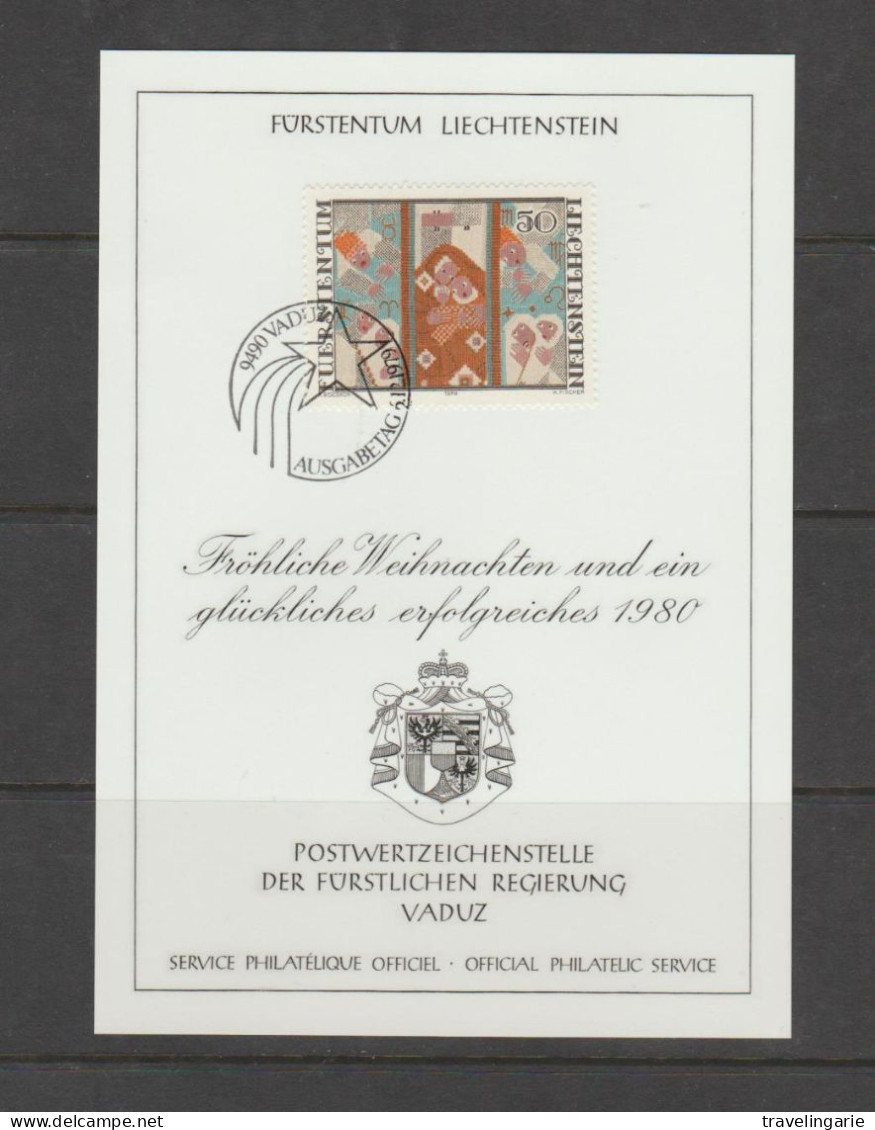 Liechtenstein 1979 First Day Sheet Christmas ** MNH - Oblitérés