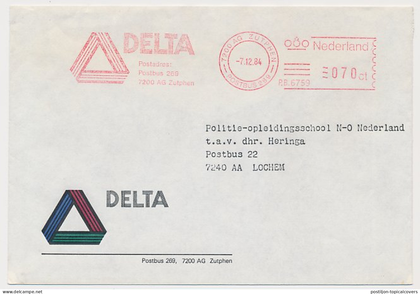 Meter Cover Netherlands 1984 Mathematical Figure - Zutphen - Other & Unclassified