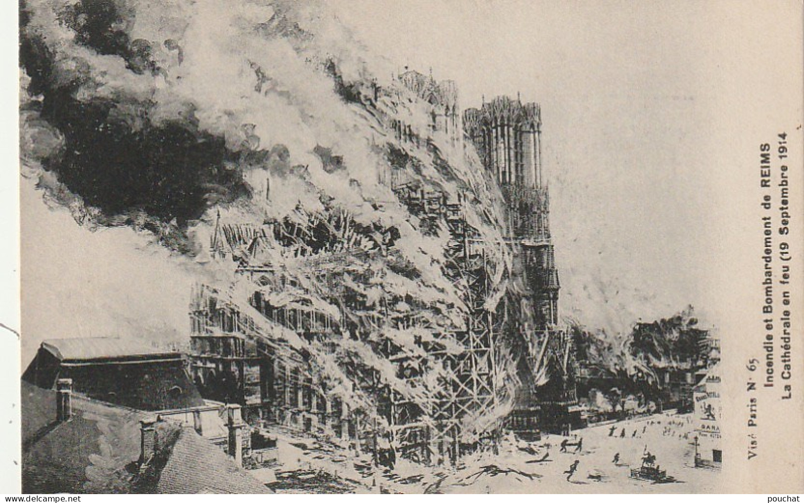 SO 16-(51) INCENDIE DU BOMBARDEMENT DE REIMS - LA CATHEDRALE EN FEU (19 SEPTEMBRE 1914) - 2 SCANS - Reims