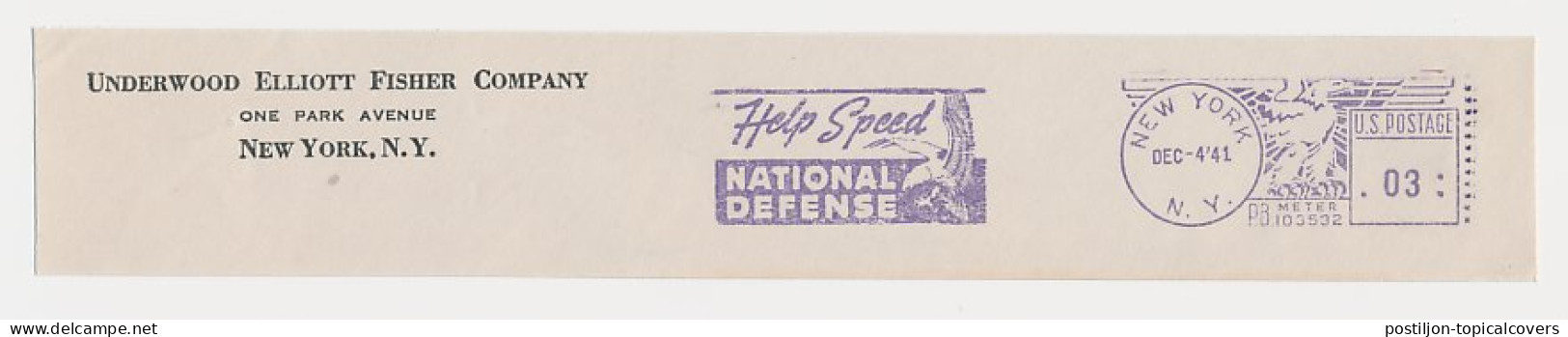 Meter Top Cut USA 1941 Help Speed - National Defense - Eagle - 2. Weltkrieg