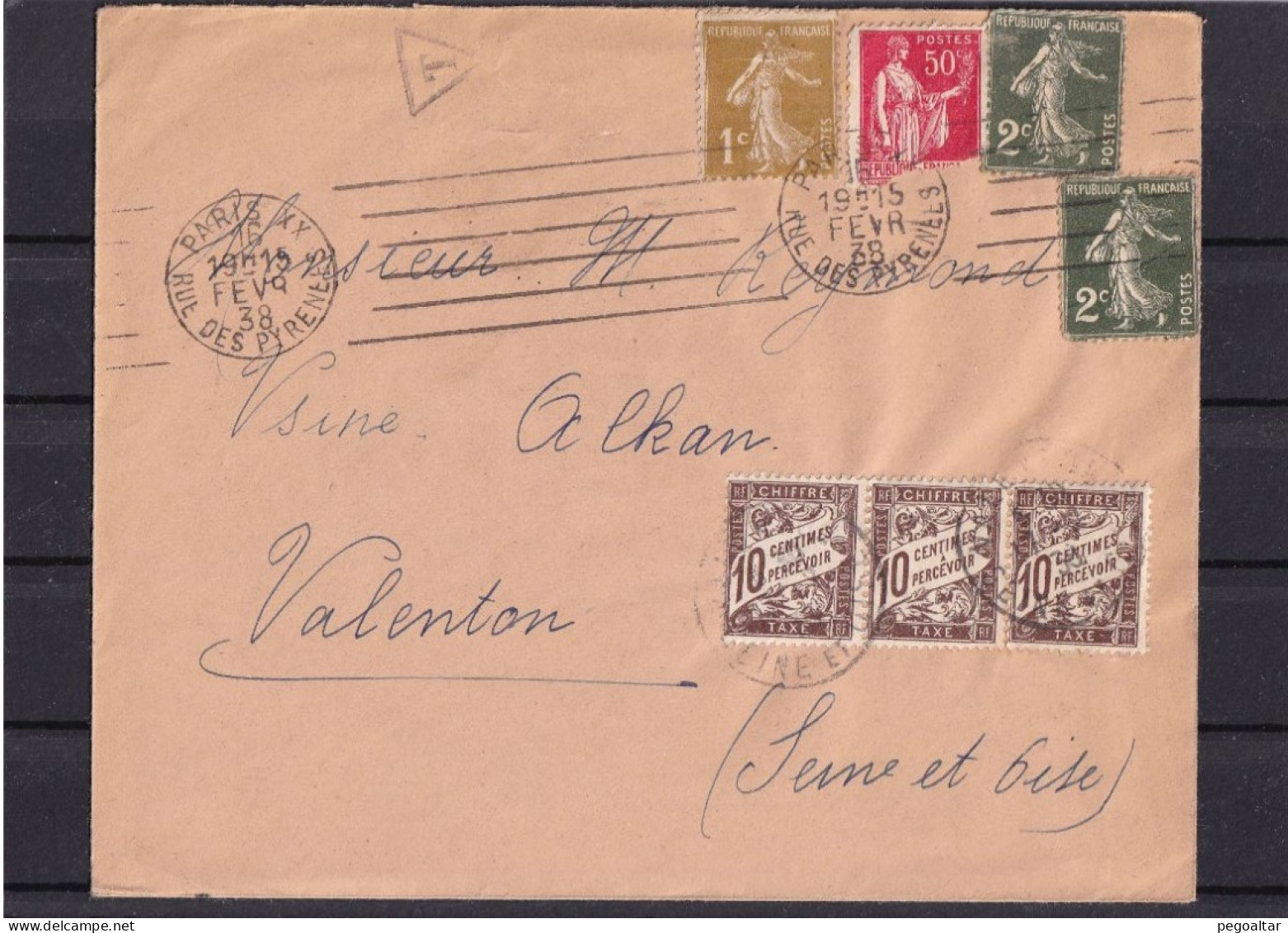 Minimum 30cts (15-02-1938). - 1859-1959 Covers & Documents