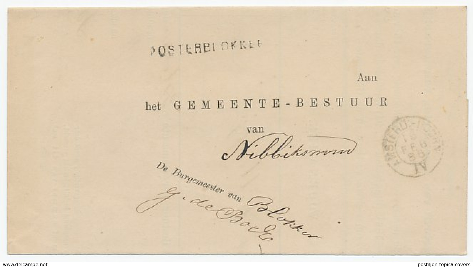 Naamstempel Oosterblokker 1886 - Briefe U. Dokumente