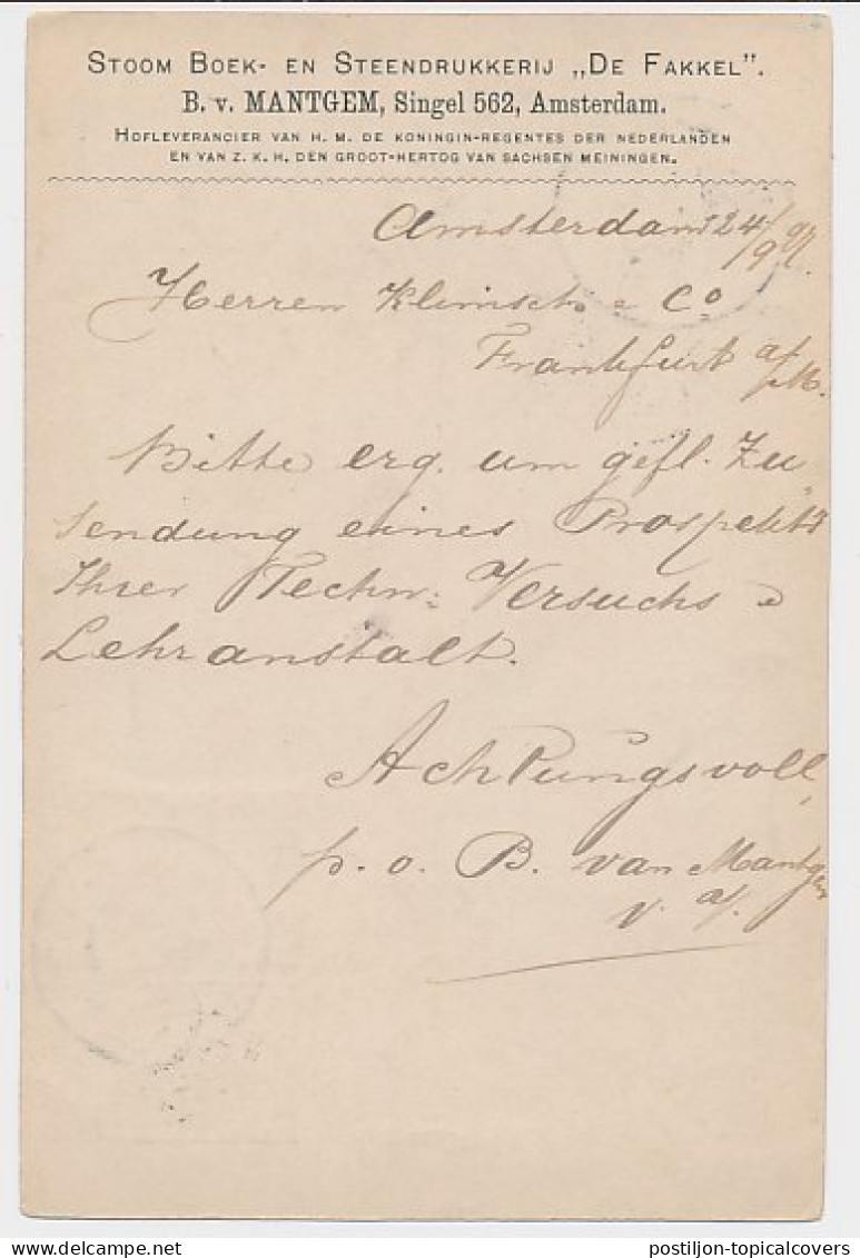 Briefkaart G. 32 Particulier Bedrukt Amsterdam - Duitsland 1897 - Ganzsachen