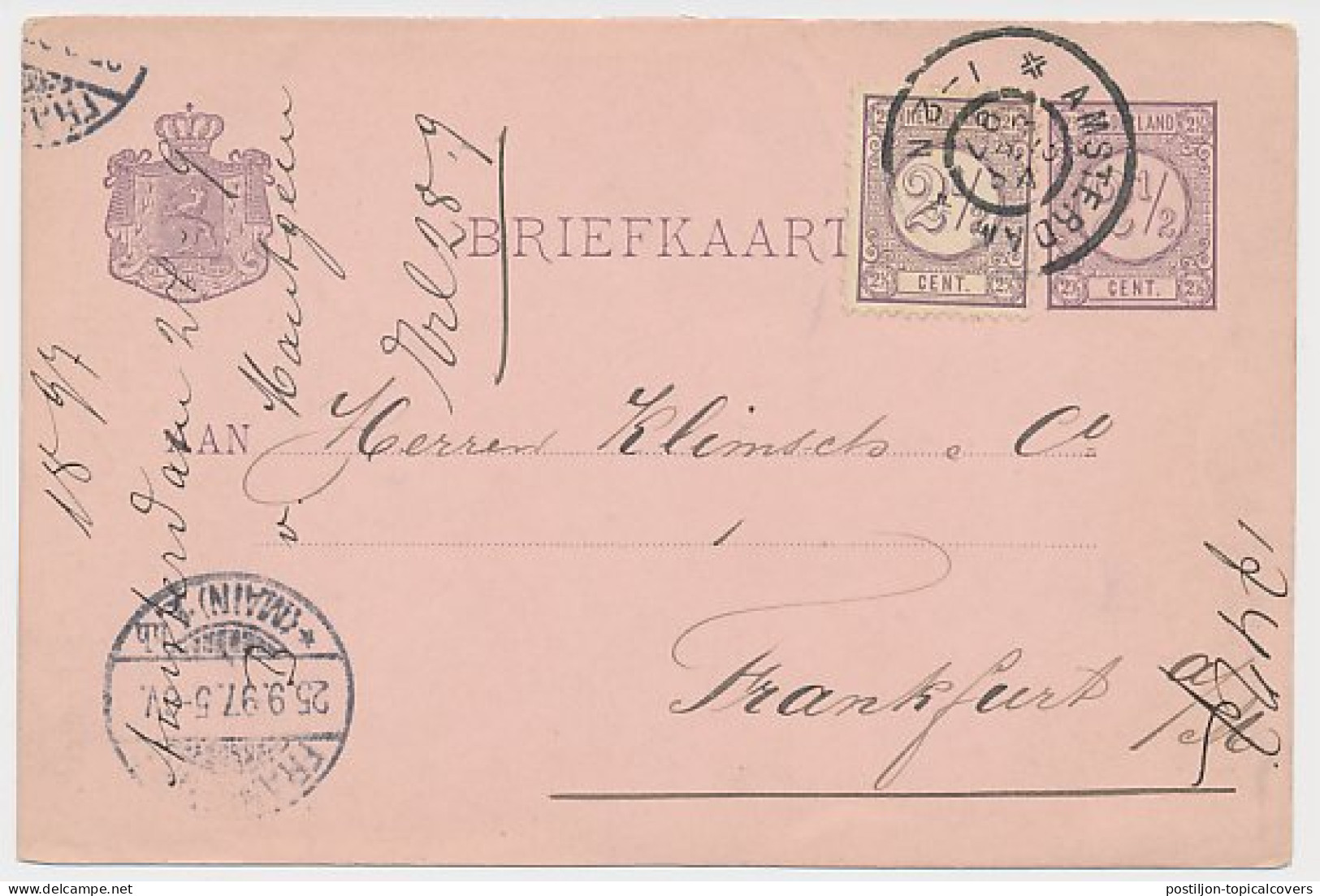 Briefkaart G. 32 Particulier Bedrukt Amsterdam - Duitsland 1897 - Ganzsachen