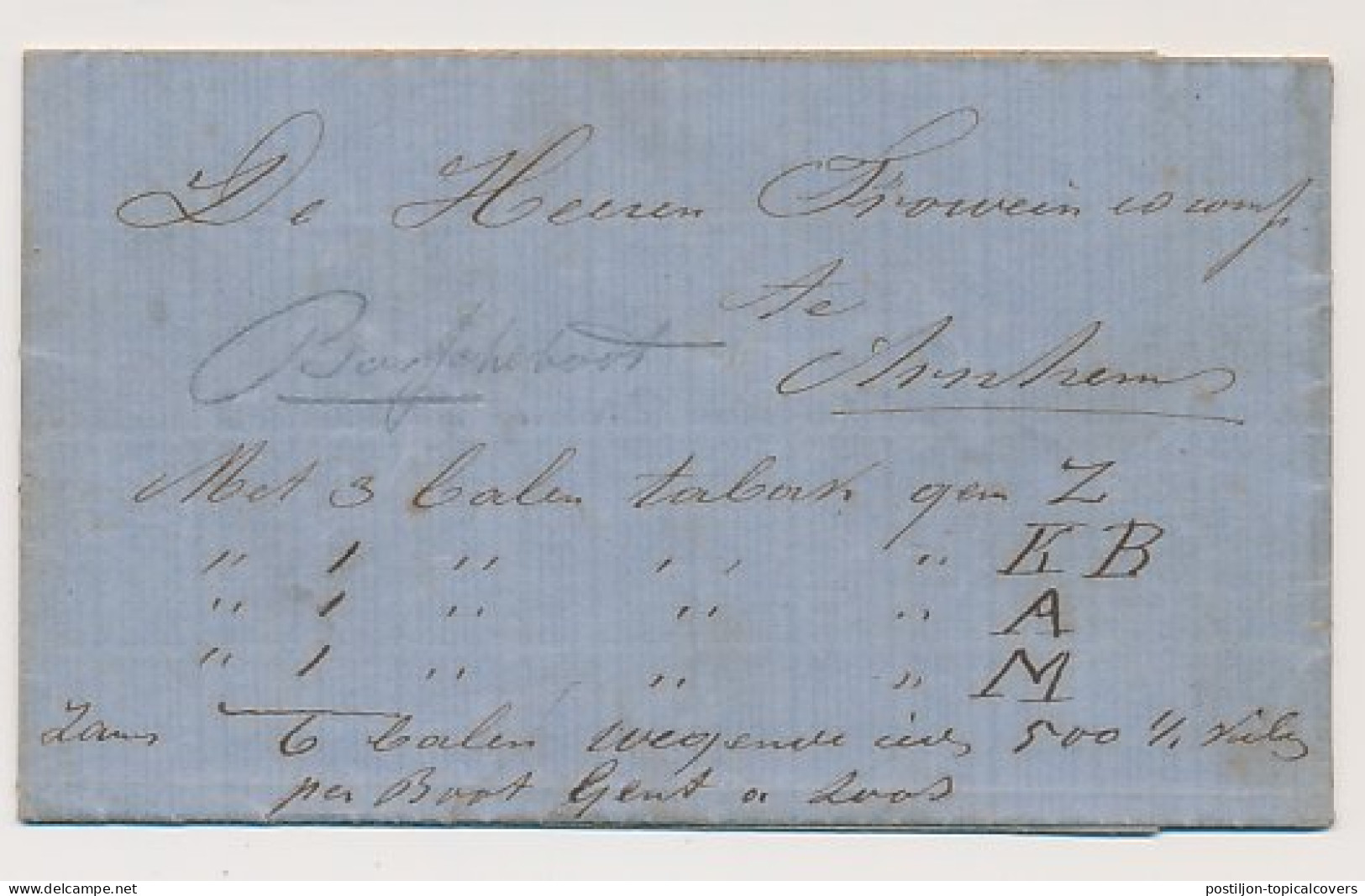 Druten - Arnhem 1872 - Per Boot Gend En Loos - ...-1852 Prephilately