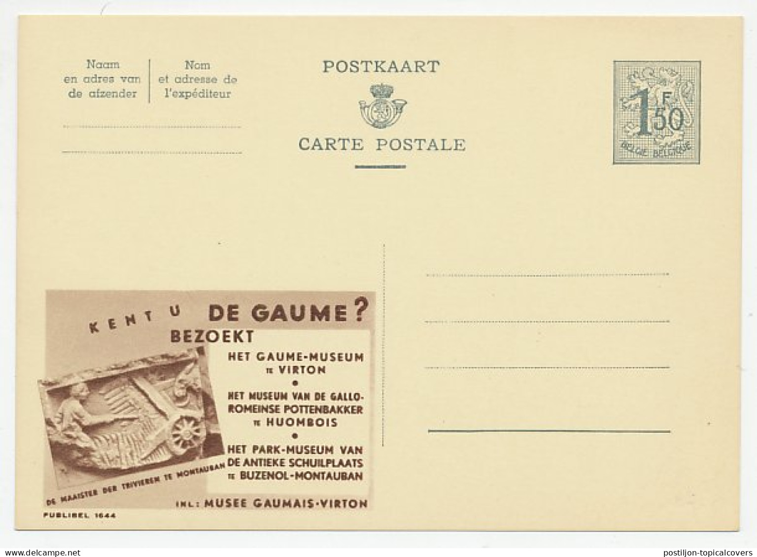 Publibel - Postal Stationery Belgium 1957 Roman Ceramist - Gaume - Museum - Arqueología
