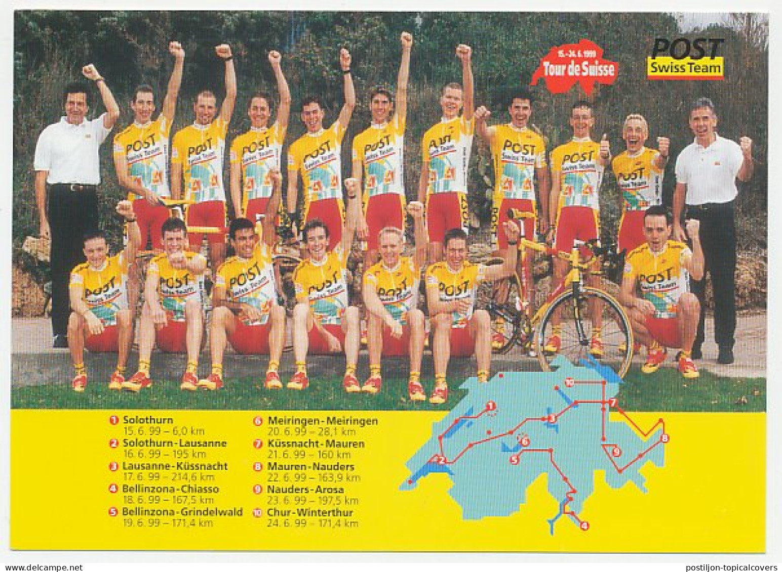 Postal Stationery Switzerland 1999 Cycling - Swiss Team - Autres & Non Classés