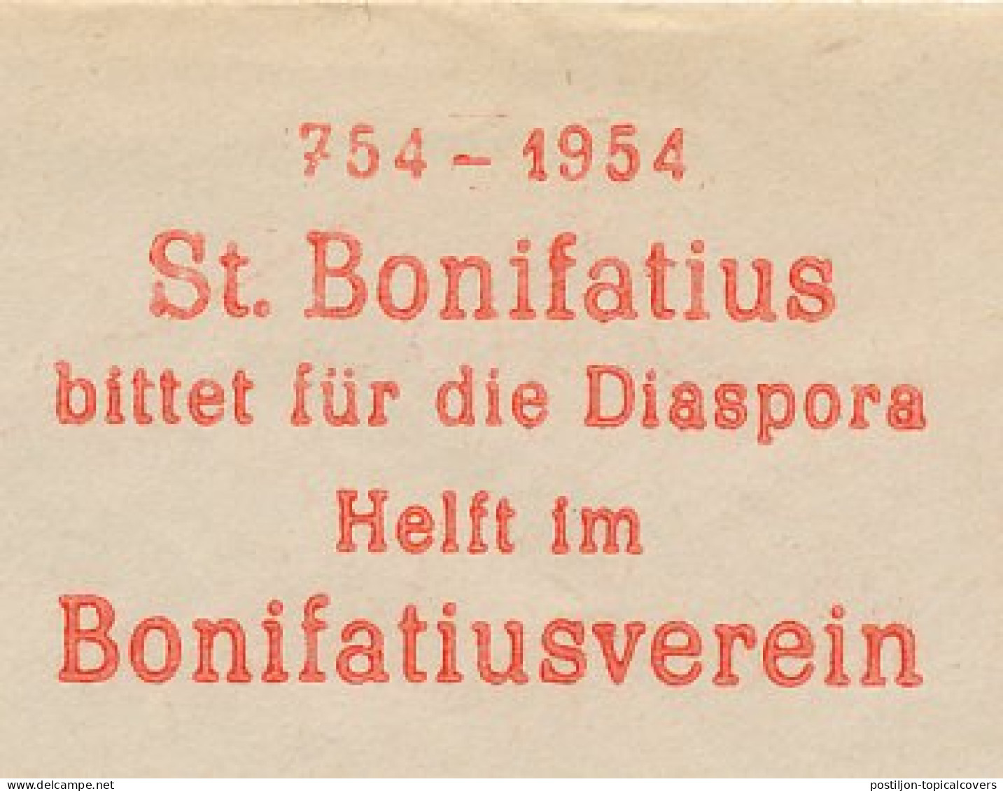 Meter Cover Germany 1955 St. Bonifatius - Diaspora - Otros & Sin Clasificación