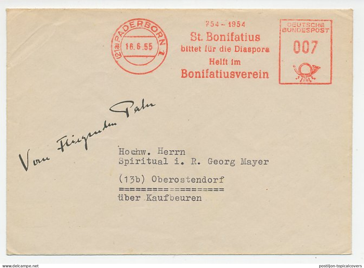 Meter Cover Germany 1955 St. Bonifatius - Diaspora - Otros & Sin Clasificación