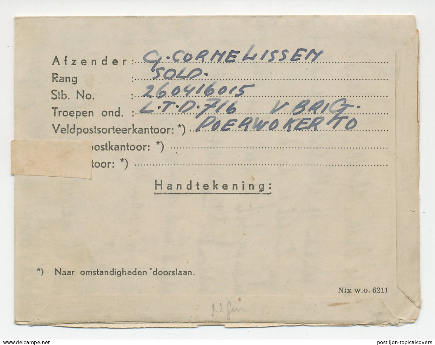 OAS Airmail Letter Poerwokerto Netherlands Indies - Dongen 1948 - Indes Néerlandaises