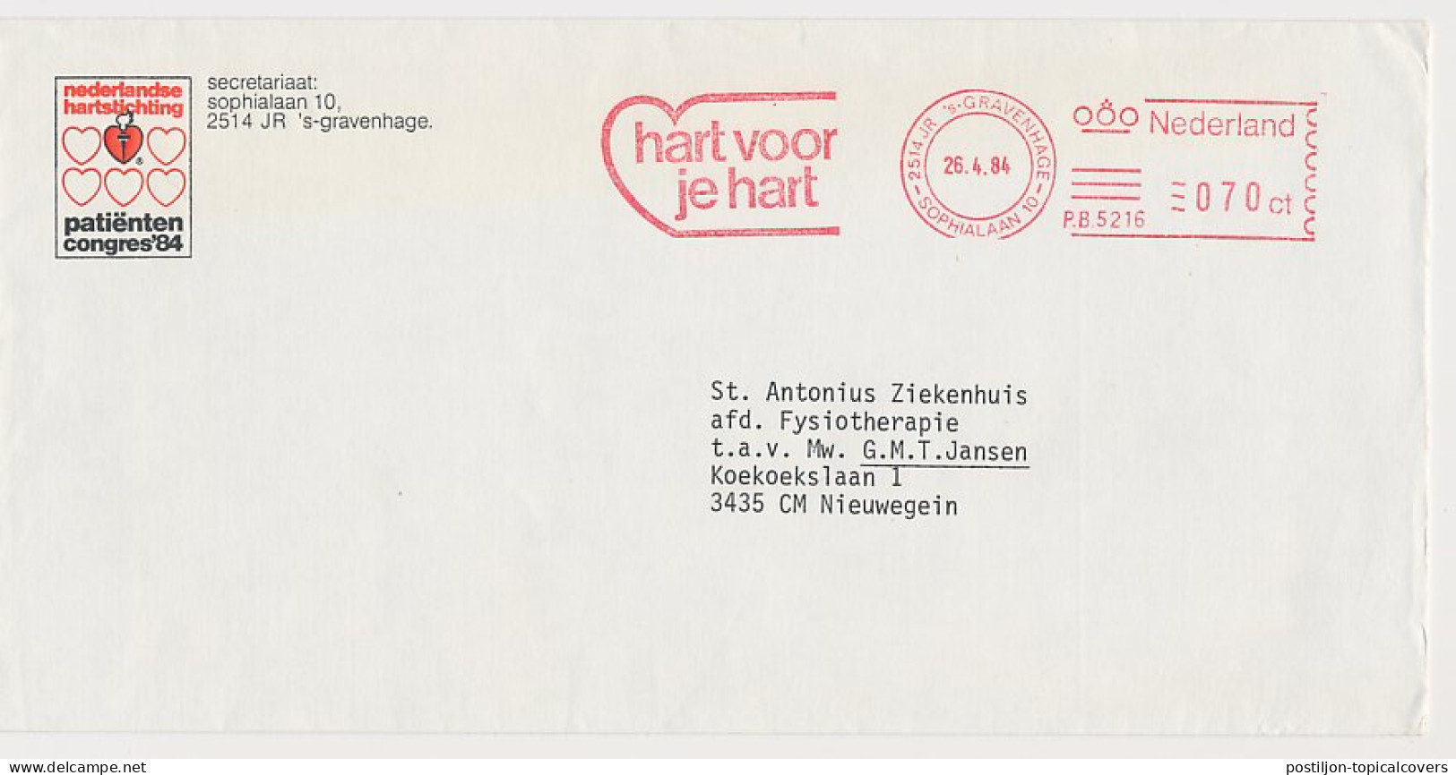 Meter Cover Netherlands 1984 Dutch Heart Foundation - Heart For Your Heart - The Hague - Otros & Sin Clasificación