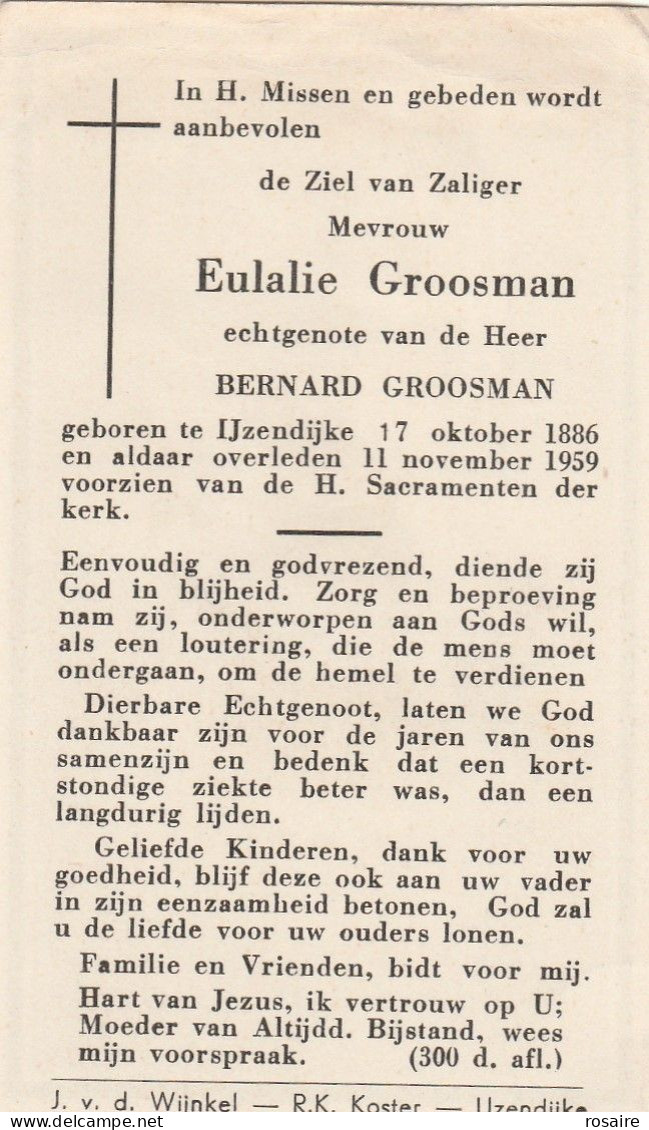 Prentjes De Groosman-ijzendijke-watervliet-1959-1955 - Devotieprenten