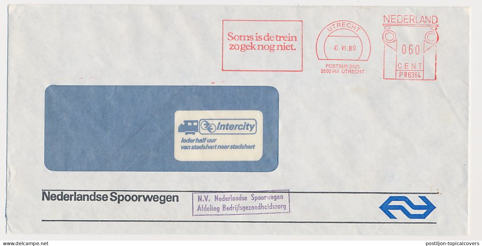 Illustrated Meter Cover Netherlands 1980 - Postalia 6364 NS - Dutch Railways - Sometimes The Train Is Not So Crazy. - Trains